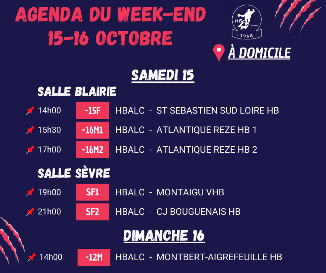 Programme du week-end (15-16 octobre 2022)