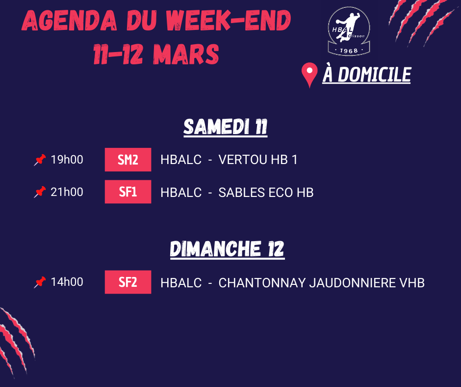 Programme du week-end (11-12 mars 2023)