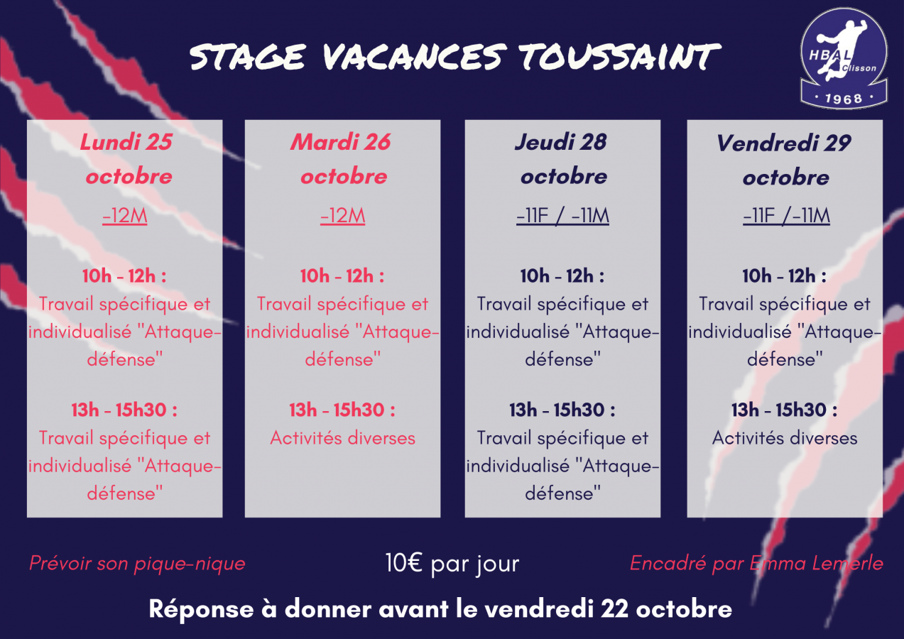 Stage Vacances Toussaint