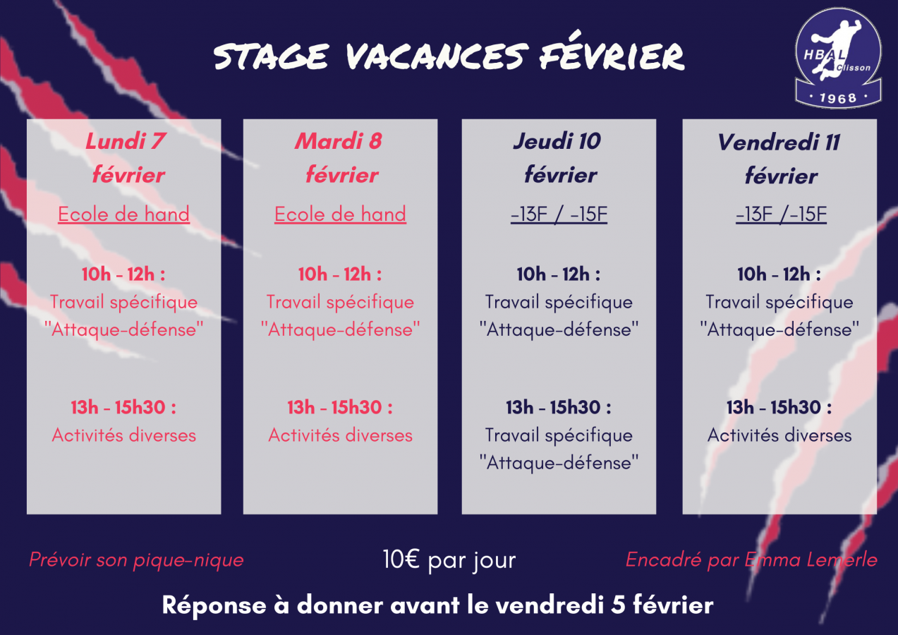 Stage Vacances Février